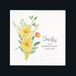Personalized Napkins 21st Birthday Yellow Floral<br><div class="desc">Bright and vibrant yellow spring flowers are nestled in bright green leaves. All of the text is editable.</div>