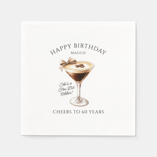 Personalized Napkins 60th Birthday Martini (Front)