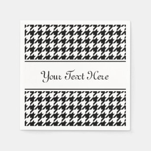 Personalized napkins   black houndstooth pattern