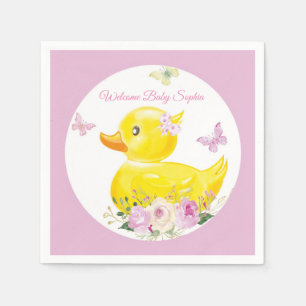 Personalized Napkins Girl Rubber Duck Baby Shower