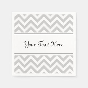 Personalized napkins grey chevron pattern stripe