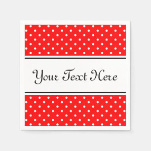 Personalized napkins   red and white polka dots