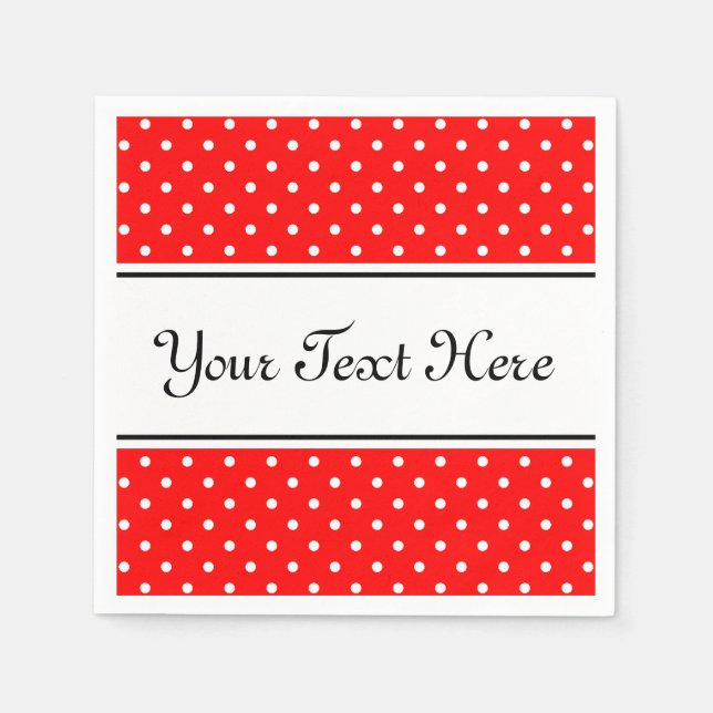 Personalized napkins | red and white polka dots (Front)