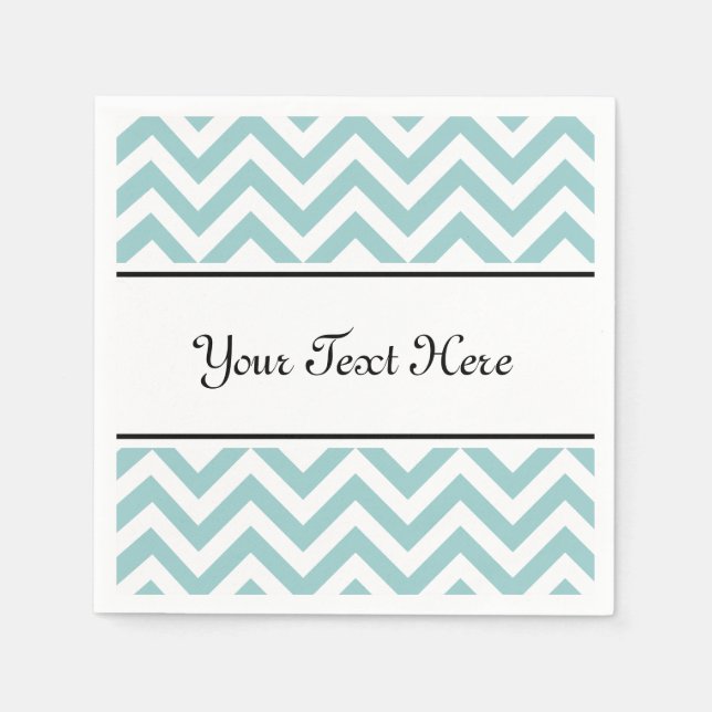 Personalized napkins | teal chevron pattern stripe (Front)