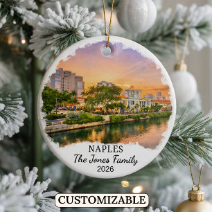 Personalized Naples Ornament, Custom Florida State Ceramic Ornament