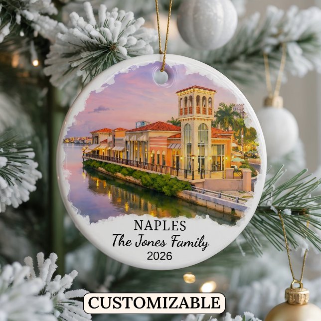 Personalized Naples Ornament, Custom Florida State Ceramic Ornament (Creator Uploaded)