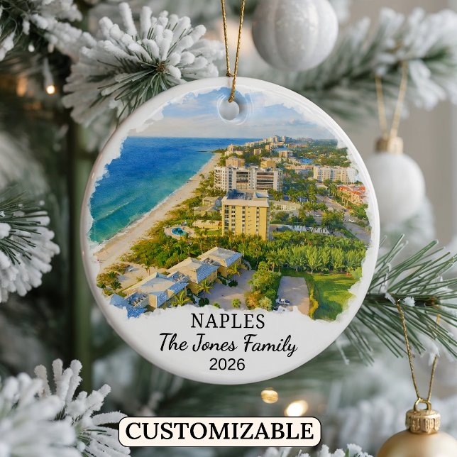 Personalized Naples Ornament, Custom Florida State Ceramic Ornament (Creator Uploaded)