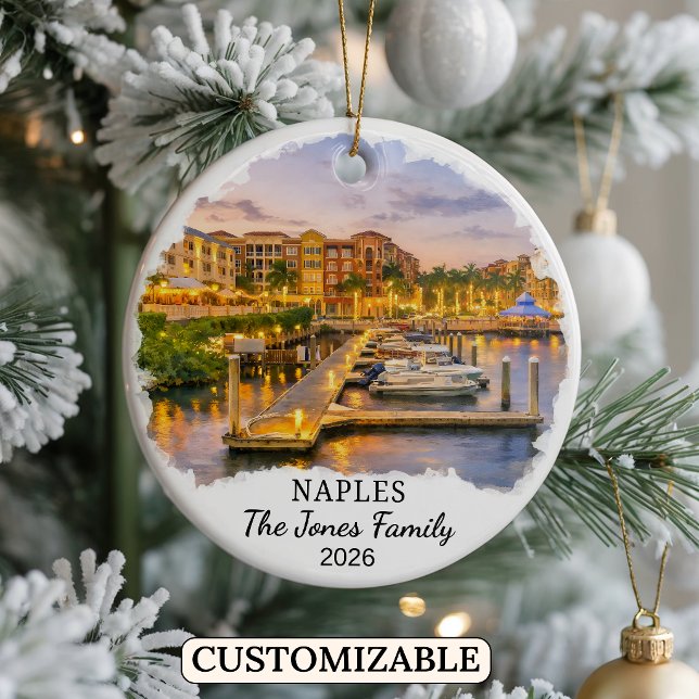 Personalized Naples Ornament, Custom Florida State Ceramic Ornament (Creator Uploaded)