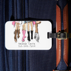 Personalized Nash Bash Bachelorette Cowgirl Theme Luggage Tag