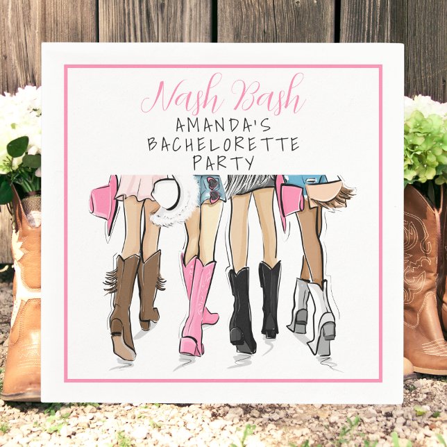 Personalized Nash Bash Bachelorette Party Cowgirl Napkin (Creator Uploaded)