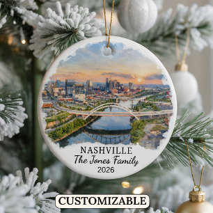 Personalized Nashville Ornament, Custom Tennessee Ceramic Ornament