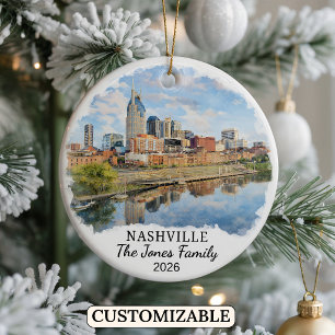 Personalized Nashville Ornament, Custom Tennessee Ceramic Ornament