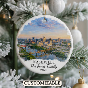 Personalized Nashville Ornament, Custom Tennessee Ceramic Ornament