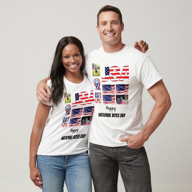 Personalized National Boss Day 8 Photo Collage  T-Shirt (Unisex)