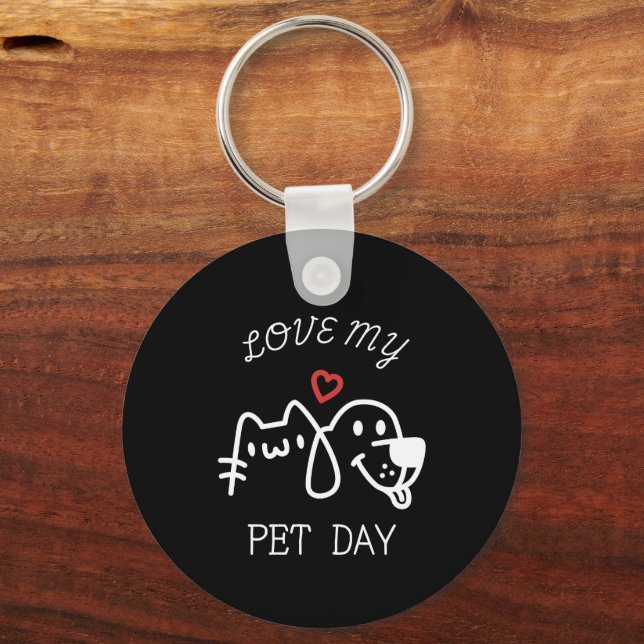 Personalized National Love Your Pet Day Keychain (Front)