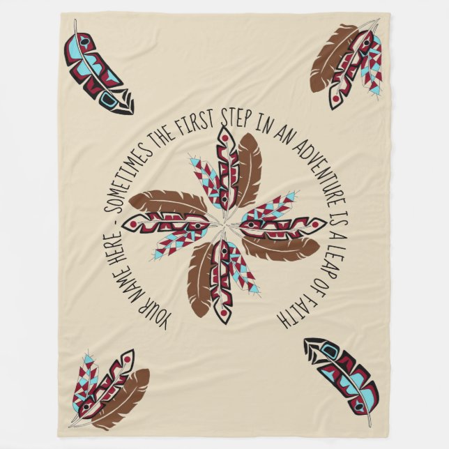 Personalized Native American Feather Blanket (Front)
