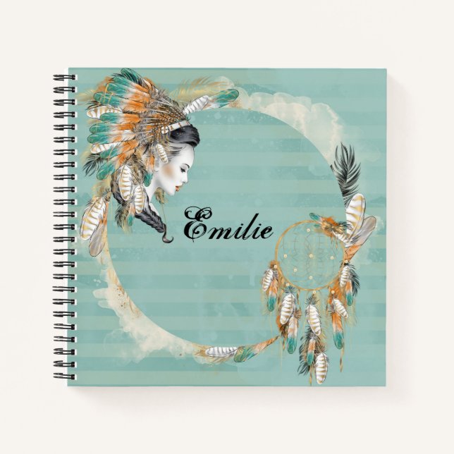 Personalized Native American Spiral Notebook (Front)