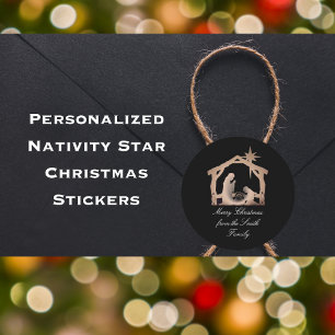 Personalized Nativity Star Christmas sticker