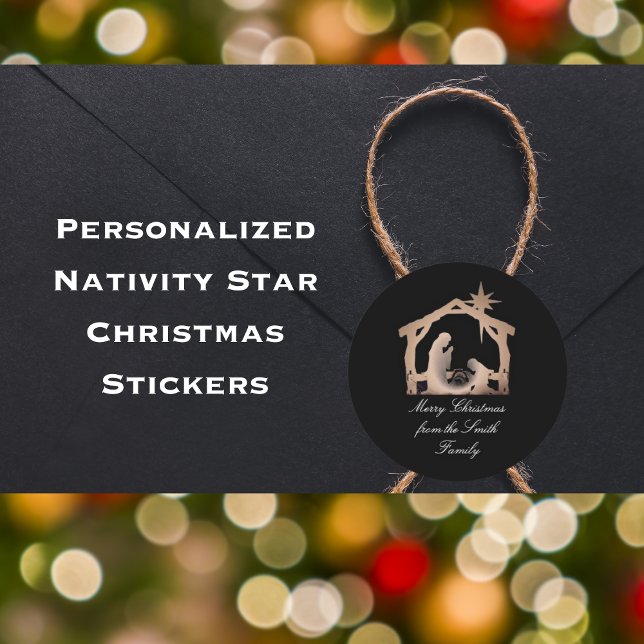 Personalized Nativity Star Christmas sticker (Personalized Nativity Star Christmas stickers)