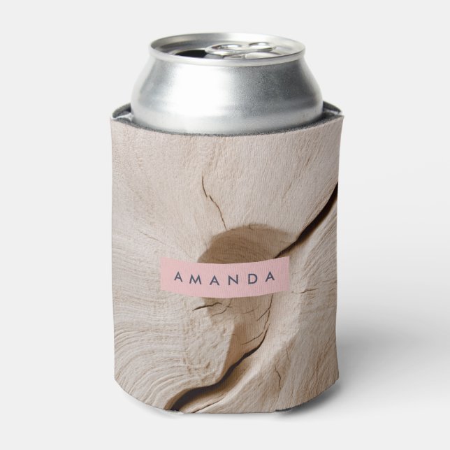 Personalized Natural Wood Grain Texture Can Cooler (Can Front)