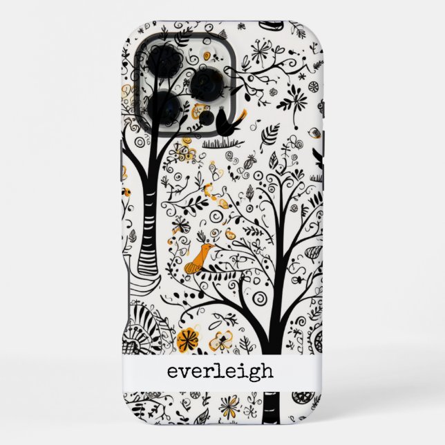 Personalized Nature Doodles iPhone Case (Back)