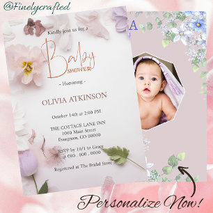 Personalized Nature Floral Photo Baby Shower  Invitation
