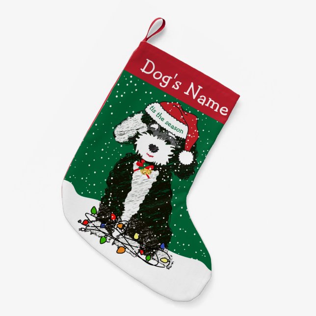 Personalized Naughty Bernedoodle Small Christmas Stocking (Front (Hanging))