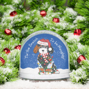 Personalized Naughty Bernedoodle Snowglobe