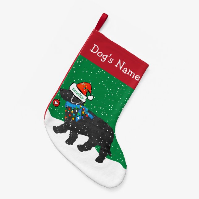 Personalized Naughty Christmas Labradoodle Small Christmas Stocking (Front (Hanging))
