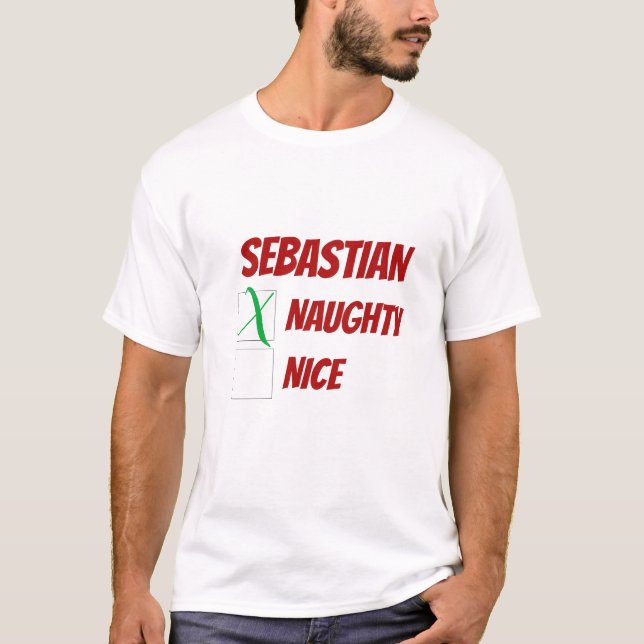 Personalized Naughty Christmas Novelty T-Shirt (Front)