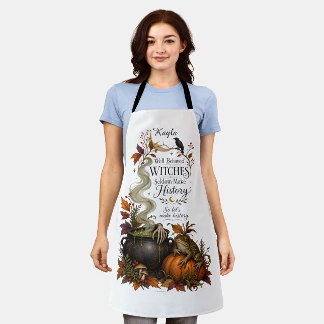 Personalized Naughty Witch Halloween  Apron (Worn)