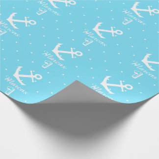 Personalized nautical anchor 1st birthday boy wrapping paper