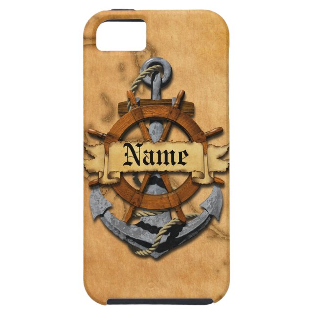 Personalized Nautical Anchor And Wheel Case-Mate iPhone Case (Back)