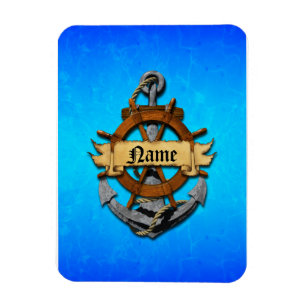 Personalized Nautical Anchor And Wheel Magnet