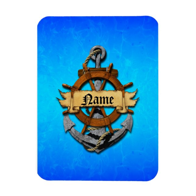 Personalized Nautical Anchor And Wheel Magnet (Vertical)