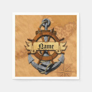 Personalized Nautical Anchor And Wheel Napkin