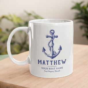 Personalized Nautical Anchor Boat Name Mug