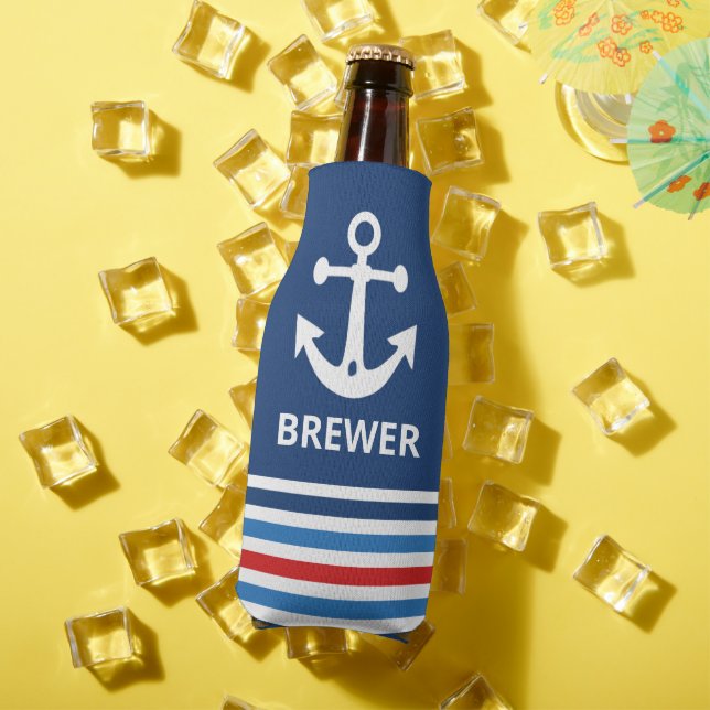 Personalized Nautical Anchor Bottle Cooler (In Situ Summer)