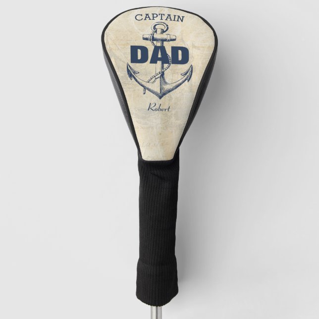 Personalized Nautical Anchor Captain Dad Golf Head Cover (Front)