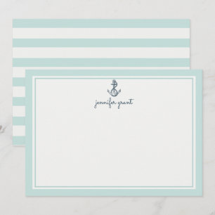 Personalized Nautical Anchor Flat Note Cards
