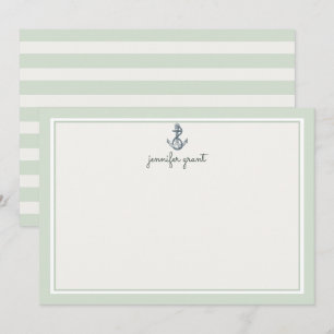 Personalized Nautical Anchor Flat Note Cards