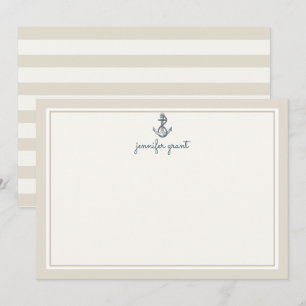Personalized Nautical Anchor Flat Note Cards