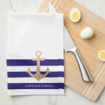 Personalized | Nautical Anchor Kitchen Towel<br><div class="desc">.</div>