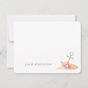 Personalized Nautical Anchor Starfish Note Card