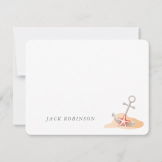 Personalized Nautical Anchor Starfish Note Card