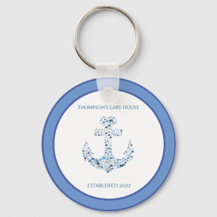Personalized Nautical Anchor Themed  Keychain