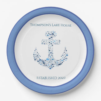 Personalized Nautical Anchor Themed Paper Plate