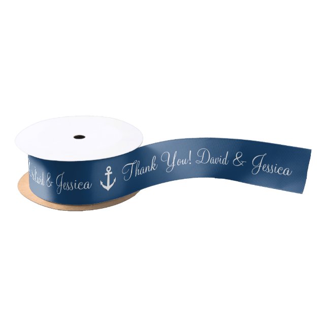 Personalized nautical anchor wedding favour ribbon satin ribbon (Spool)