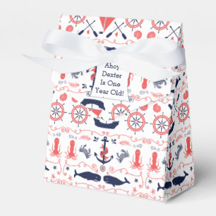 Personalized Nautical Baby One Year Old Party Favor Box