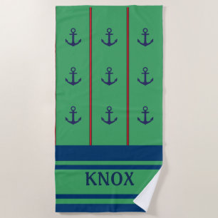 Personalized Nautical Beach Towel Custom Coastal
